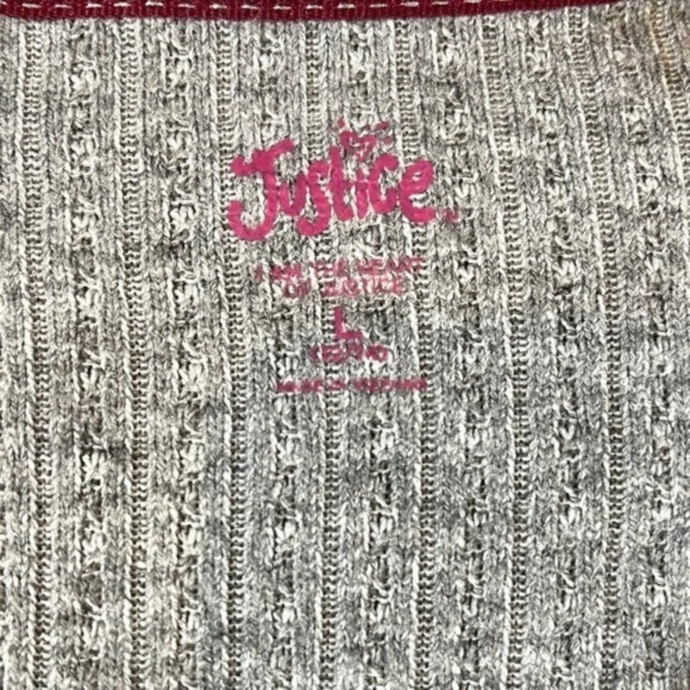 NWT Justice Girls Gray Ribbed Cardigan ‎ Butterfly Long Sleeve Size L (10/12)